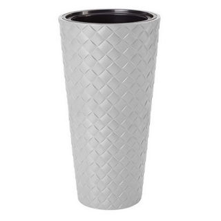 Doniczka okrągła wysoka z wkładem - Makata Slim - 30 cm - jasnoszara