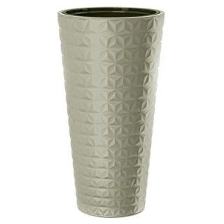 Doniczka okrągła wysoka z wkładem - Diament Slim - 30 cm - jasnoszara