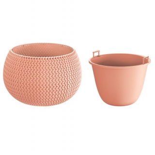 Doniczka okrągła + wkład Splofy Bowl - 29 cm - brzoskwiniowy