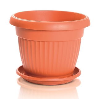 Doniczka zewnętrzna Terra + podstawka - 17,5 cm - terakota