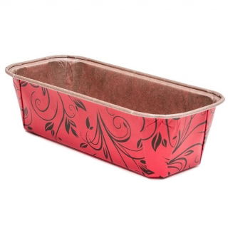 Foremka papierowa do pieczenia Plumpy - prostokątna - 19,9 x 7,3 x 6,2 cm - czerwona z nadrukiem - 20 szt.