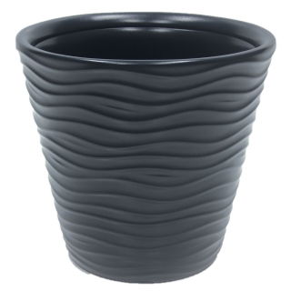 Doniczka okrągła Wave - lekka i ozdobna - 35 cm - antracyt
