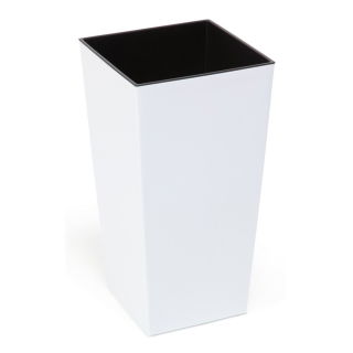 Doniczka kwadratowa wysoka Finezja + wkład - 30 cm - biała