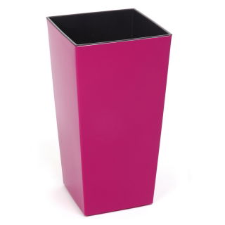 Doniczka kwadratowa wysoka Finezja + wkład - 25 cm - fuksja