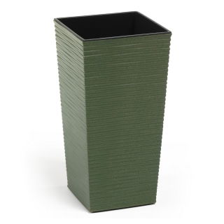 Doniczka ekologiczna z domieszką drewna - Finezja Eco - 25 cm - dłuto - zielona leśna
