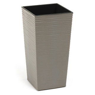 Doniczka ekologiczna z domieszką drewna - Finezja Eco - 25 cm - dłuto - szara