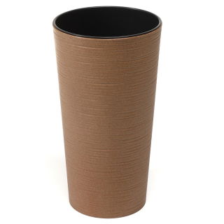 Doniczka ekologiczna z domieszką drewna - Lilia Eco - 19 cm - dłuto - naturalne drewno
