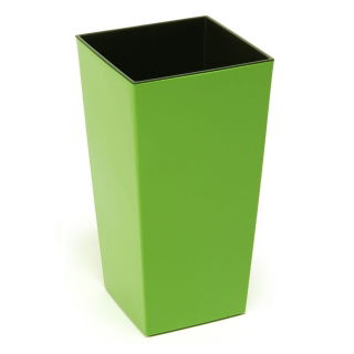 Doniczka kwadratowa wysoka Finezja + wkład - 14 cm - jasnozielona