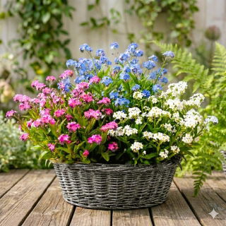 Niezapominajka biała, niebieska i różowa - zestaw 3 odmian nasion