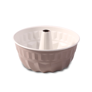 Forma okrągła do pieczenia z warstwą nieprzywierającą i tuleją - caffe creme - śr. 22 cm - doskonała do pieczenia babek