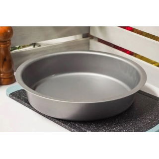 Forma okrągła do pieczenia z warstwą nieprzywierającą - szara - śr. 26 cm - do wypieku ciast, zapiekanek, mięs
