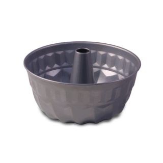 Forma okrągła do pieczenia z warstwą nieprzywierającą i tuleją - szara - śr. 22 cm - doskonała do pieczenia babek