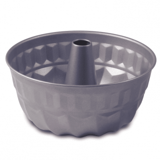 Forma okrągła do pieczenia z warstwą nieprzywierającą i tuleją - szara - śr. 22 cm - doskonała do pieczenia babek