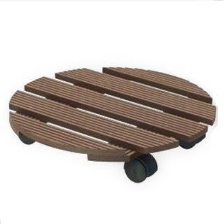 Podstawka na kółkach do przenoszenia dużych donic - okrągła - 30 cm - brąz