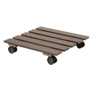 Podstawka na kółkach do przenoszenia dużych donic - kwadratowa - 30 cm - brąz