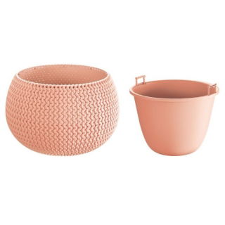 Doniczka okrągła + wkład Splofy Bowl - 24 cm - brzoskwiniowy