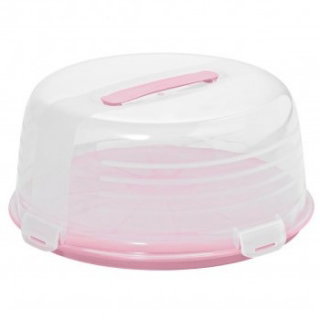 Pojemnik na ciasto okrągły, tortownica - 34,7 x 34,7 x 15,6 cm - różowy