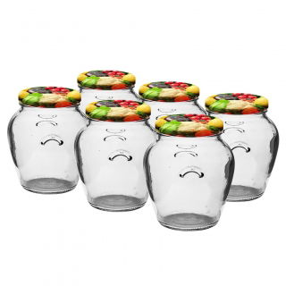 Słoik Amfora z kolorową zakrętką - gustowny sposób przechowywania przetworów - 550 ml - 6 szt.