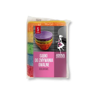 Gąbki do zmywania owalne - kolorowe - 5 szt.