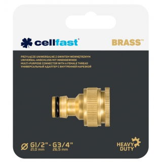 Przyłącze mosiężne uniwersalne z gwintem wewnętrznym BRASS - 1/2" - 3/4" - CELLFAST