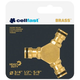 Łącznik mosiężny, trójnik BRASS - 1/2" - 3/4" - CELLFAST