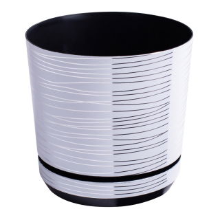 Doniczka okrągła Dekor - 26 cm - białe paski