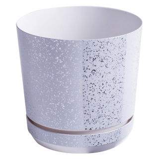 Doniczka okrągła Dekor - 26 cm - biały marmur