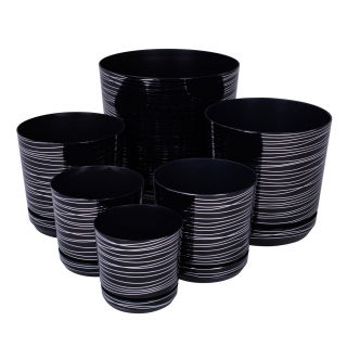 Doniczka okrągła Dekor - 26 cm - czarne paski