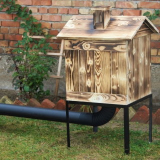 Wędzarnia ogrodowa drewniana - 50 x 50 x 60 cm - opalana - bez paleniska - ZESTAW