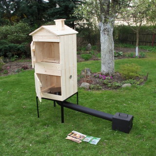 Wędzarnia ogrodowa drewniana - dwukomorowa - 50 x 50 x 100 cm - surowa - ZESTAW