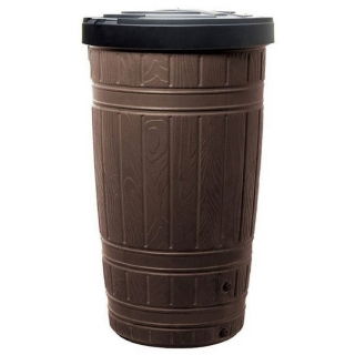 Zbiornik na deszczówkę z podstawą, kranem, zbieraczem wody i uzdatniaczem - Woodcan - 265 l - brązowy - DOSTAWA GRATIS!