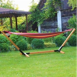 Stelaż drewniany impregnowany + hamak z płótna GRATIS - 320 x 90 x 120 cm