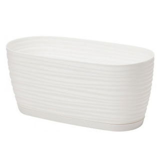 Doniczka podłużna + podstawka Sahara petit - 31 x 13 cm - biała