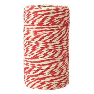 Sznurek bawełniany - biało-czerwony - 100g/70m