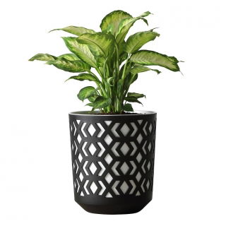 Doniczka dwukolorowa Aztek - okrągła - 25 cm - czarna z białym wkładem