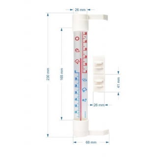 Termometr zewnętrzny biały z transparentną skalą - 230 x 26 mm