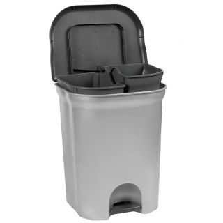 Kosz dwukomorowy - Torge - 2 x 11 l - jasnosrebrny
