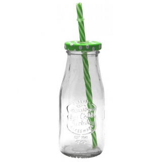 Kubek - Butelka ze słomką i zakrętką  - 300 ml