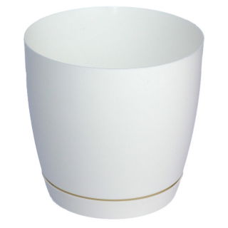 Doniczka okrągła + podstawka Toscana - 19 cm - biała