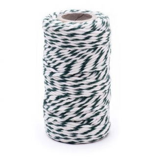 Sznurek bawełniany - biało-zielony - 100g/70m