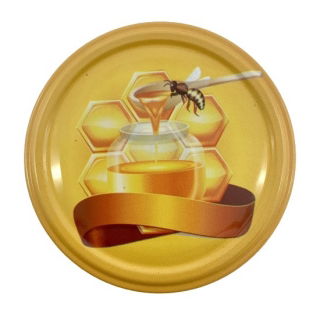 Zakrętka do słoików (gwint 6) - słoik miodu z pszczołą - śr. 82 mm - 20 szt.