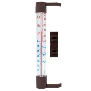 Termometr zewnętrzny brązowy z transparentną skalą - 230 x 26 mm
