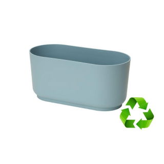 Doniczka podłużna zrobiona w 100% z materiałów z recyklingu - Satina Eco Recycled - 27 cm - pudrowy błękit