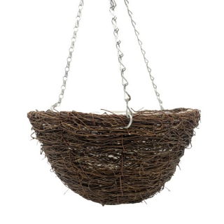 Kosz wiszący na kwiaty, pleciony - 30 cm - model FL5290 - ciemnobrązowy