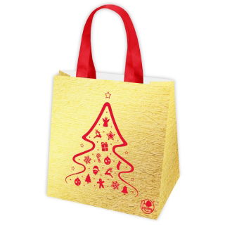 Torba z motywem świątecznym - 34 x 34 x 20 cm - Choinka złota