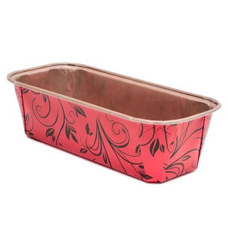Foremka papierowa do pieczenia Plumpy - prostokątna - 19,9 x 7,3 x 6,2 cm - czerwona z nadrukiem - 6 szt.