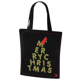 Torba bawełniana z motywem świątecznym z długimi rączkami - 38 x 42 cm - Merry Christmas
