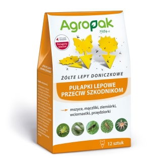 Żółte lepy doniczkowe w kształcie kwiatków i motylków - wyłapują owady w doniczkach - Agropak - 12 szt