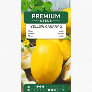 Melon Yellow Canary 2 - wczesny, żółty, owalny, bardzo słodki i aromatyczny