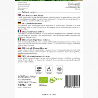 BIO Szpinak - Geant d'hiver - Certyfikowane nasiona ekologiczne